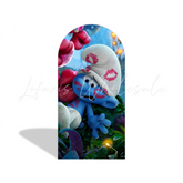 Smurfs Theme Happy Birthday Party Arch Backdrop Wall Cloth Cover